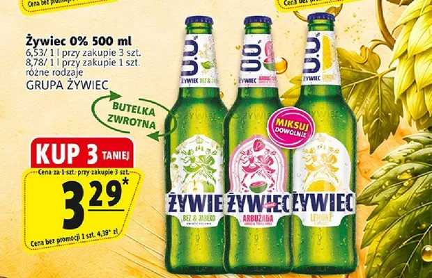 Piwo bezalkoholowe Żywiec 0% Bez & Jabłko promocja w Prim Market