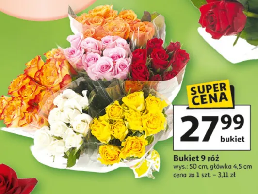 Bukiet 9 róż promocja w Auchan
