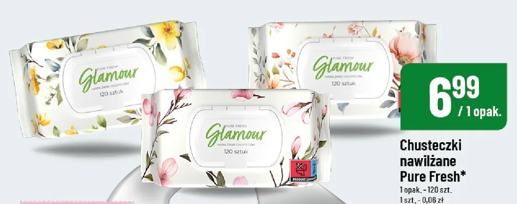 Chusteczki nawilżane Glamour Pure Fresh promocja w POLOmarket
