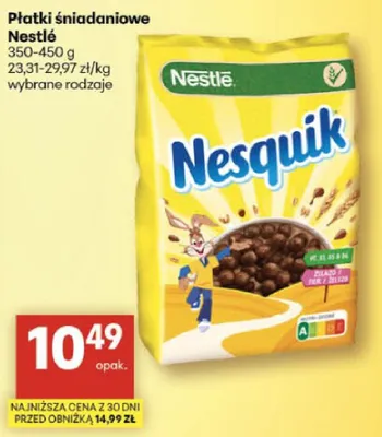 Płatki śniadaniowe Nestlé Nesquik wybrane rodzaje promocja w Delikatesy Centrum