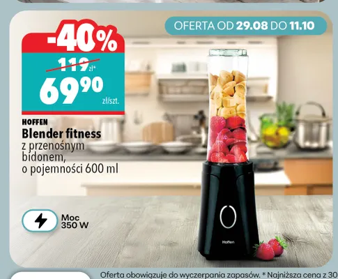 Blender fitness Hoffen z przenośnym bidonem 600 ml promocja w Biedronka Home
