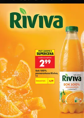 Sok pomarańcza Riviva 100% promocja w Biedronka