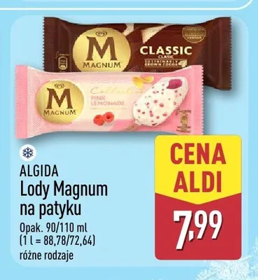 Lody Magnum na patyku Algida promocja w Aldi