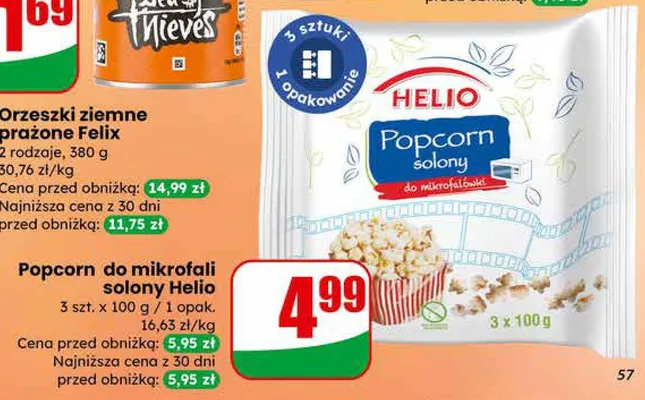 Popcorn do mikrofali solony Helio promocja w Dino