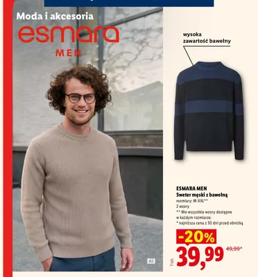 Sweter męski z bawełną promocja w Lidl