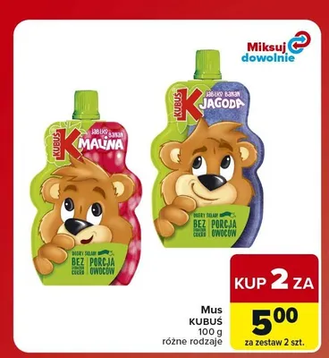Mus jabłko banan jagoda Kubuś promocja w Carrefour Market
