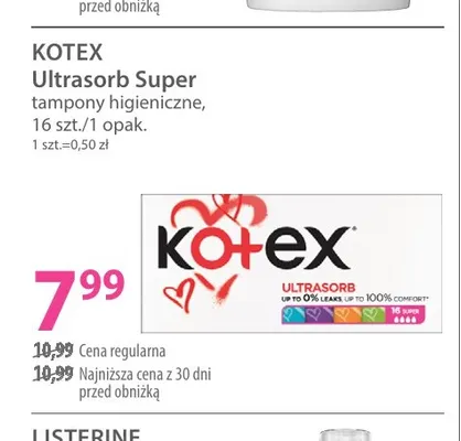 Tampony higieniczne Ultrasorb Super Kotex promocja w Hebe