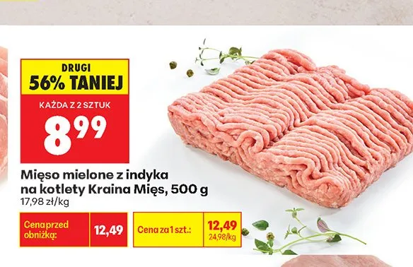 Mięso mielone z indyka na kotlety Kraina Mięs promocja w Biedronka