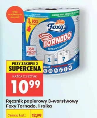 Ręcznik papierowy 3-warstwowy Foxy Tornado promocja w Biedronka