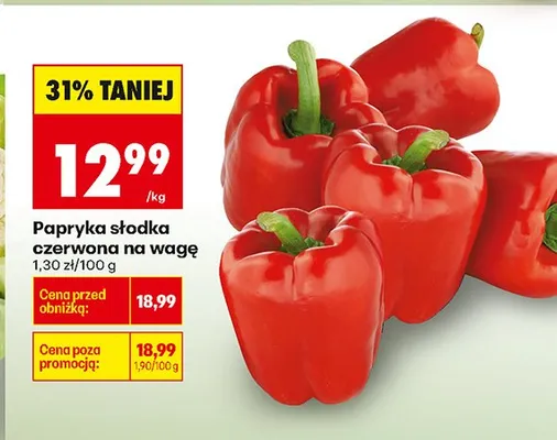 Papryka słodka czerwona na wagę promocja w Biedronka