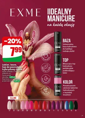 Lakier, baza, top do paznokci hybrydowy Exme promocja w Dino