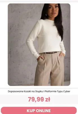 Dopasowane kozaki na słupku i platformie typu Cyber Renee promocja w Renee