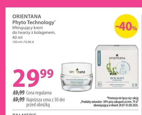 Liftingujący krem do twarzy z kolagenem Orientana Phyto Technology promocja w Hebe