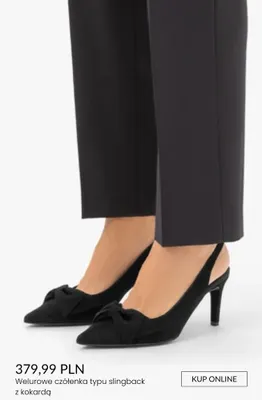 Welurowe czółenka typu slingback z kokardą promocja w Ryłko