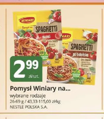 Pomysł Winiary na... Spaghetti po bolońsku promocja w Marketvita