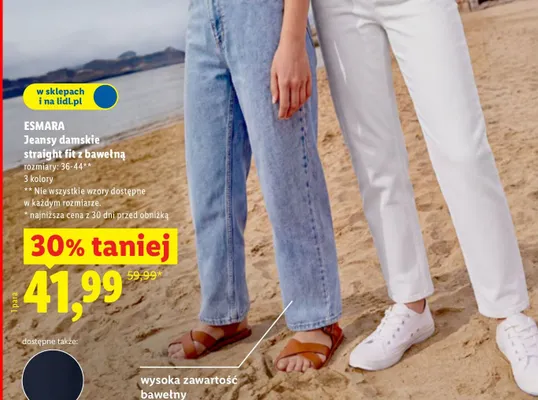 Jeansy damskie straight fit z bawełną promocja w Lidl