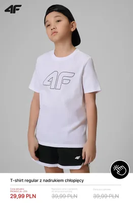 T-shirt regular z nadrukiem chłopięcy 4F promocja w 4F