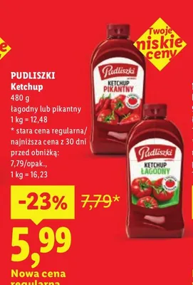 Ketchup łagodny Pudliszki promocja w Lidl