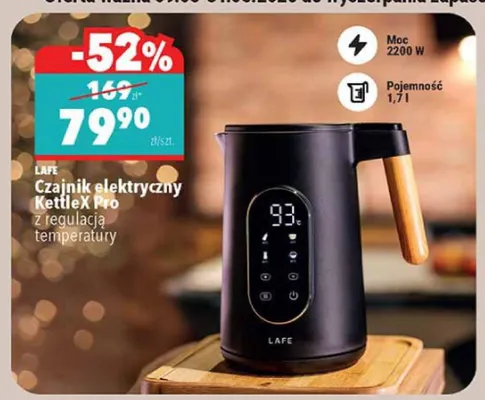 Czajnik elektryczny LAFE KettleX Pro z regulacją temperatury Moc 2200W Pojemność 1,7l promocja w Biedronka