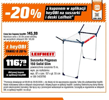 Suszarka Pegasus 150 Solid Slim Leifheit promocja w OBI