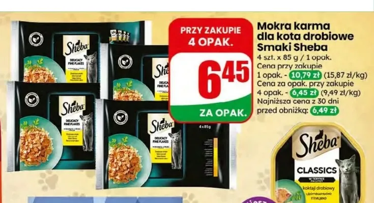 Mokra karma dla kota drobiowe Smaki Sheba 4-pak promocja w Dino