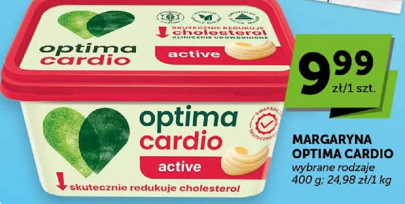 Margaryna Optima Cardio active wybrane rodzaje promocja w Euro Sklep