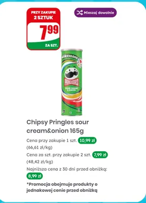 Chipsy Pringles Sour Cream & Onion promocja w Dino