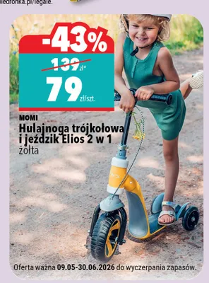 Hulajnoga trójkołowa i jeździk Elios 2 w 1 MOMI żółta promocja w Biedronka Home