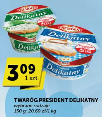 Twaróg President Delikatny różne rodzaje 150 g promocja w ABC