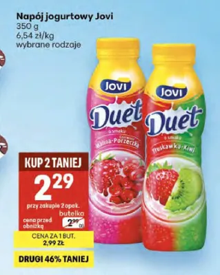 Napój jogurtowy Jovi Duet o smaku malina-porzeczka promocja w Delikatesy Centrum