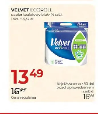 Papier toaletowy biały EcoRoll Velvet promocja w Drogerie Jawa