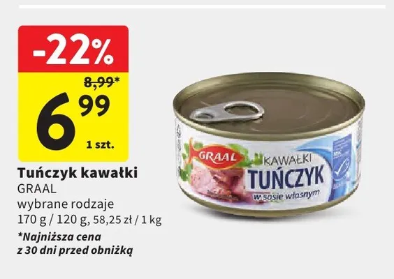 Tuńczyk kawałki Graal wybrane rodzaje promocja w Intermarche
