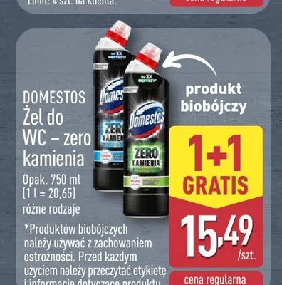 Żel do WC zero kamienia DOMESTOS promocja w Aldi