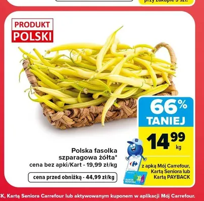 Fasolka szparagowa żółta polska promocja w Carrefour
