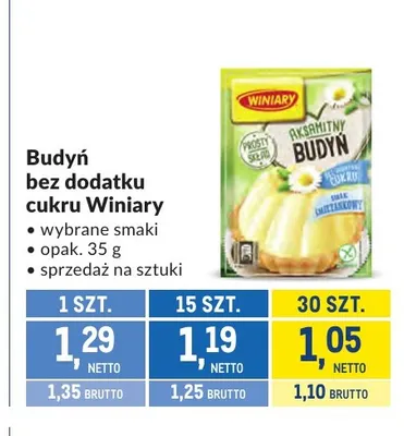Budyń bez dodatku cukru Winiary promocja w Makro