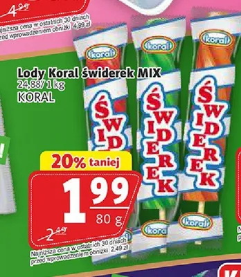 Lody Koral Świderek MIX promocja w Prim Market