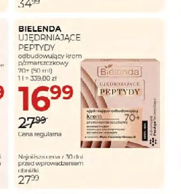 Odbudowujący krem przeciwzmarszczkowy 70+ Ujędrniające Peptydy Bielenda promocja w Drogerie Jawa