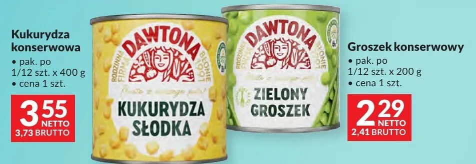 Groszek konserwowy Dawtona pak. po 1/12 szt. x 200g promocja w Makro