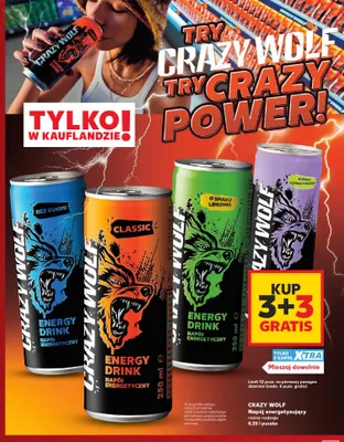 Napój energetyzujący Classic Crazy Wolf promocja w Kaufland