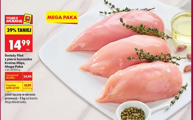 Świeży filet z piersi kurczaka Mega Paka promocja w Biedronka