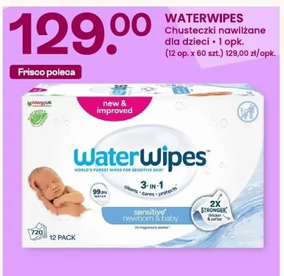Chusteczki nawilżane WaterWipes dla dzieci i niemowląt sensitive newborn & baby promocja w Frisco