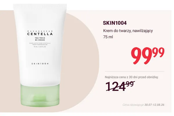 Krem do twarzy nawilżający SKIN1004 Centella Tea-Trica B5 Cream promocja w Rossmann