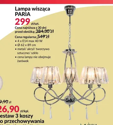 Lampa wisząca Paria promocja w Salony Agata
