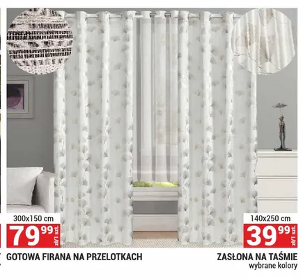 Zasłona na taśmie 140x250cm promocja w Merkury Market