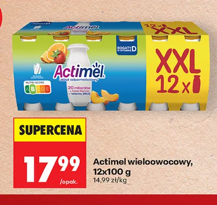 Napój jogurtowy Actimel wieloowocowy 12-pak 100 g promocja w Biedronka