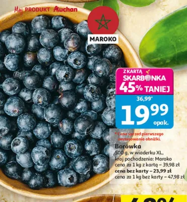 Borówka w wiaderku XL Auchan Maroko promocja w Auchan