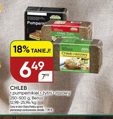 Chleb razowy Benus promocja w Chata Polska
