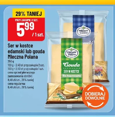 Ser w kostce gouda Mleczna Polana promocja w POLOmarket