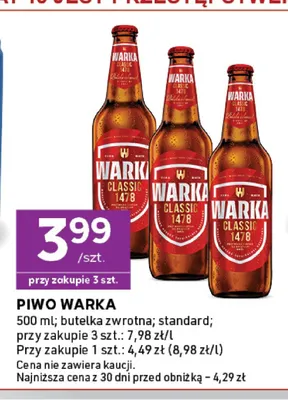 Piwo Warka standard promocja w Stokrotka