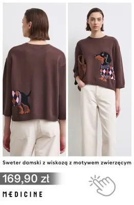Sweter damski z wiskozą z motywem zwierzęcym Medicine promocja w Medicine